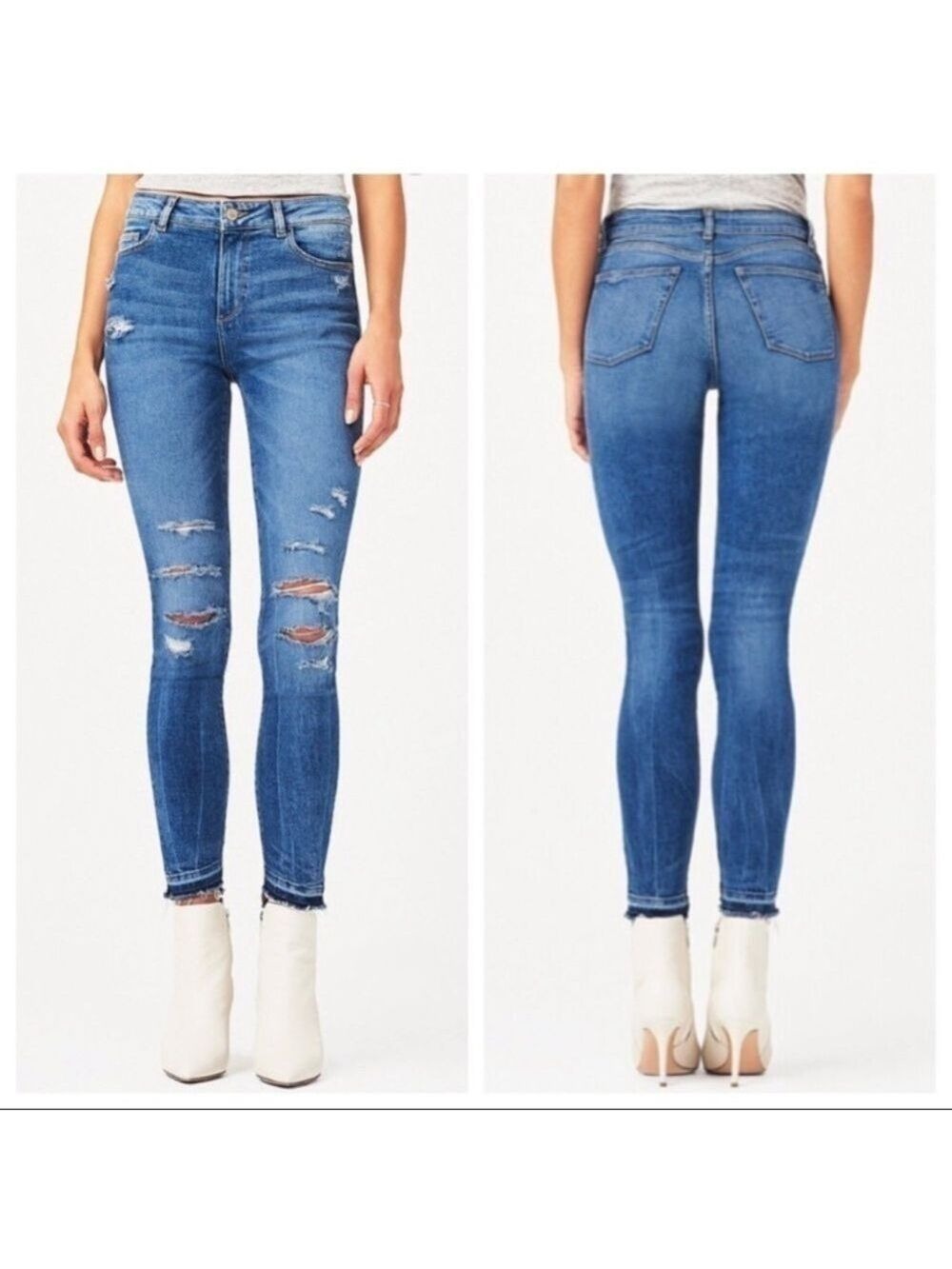 DL1961 Farrow High Rise Insta Slim Distressed Jeans in Kellwood